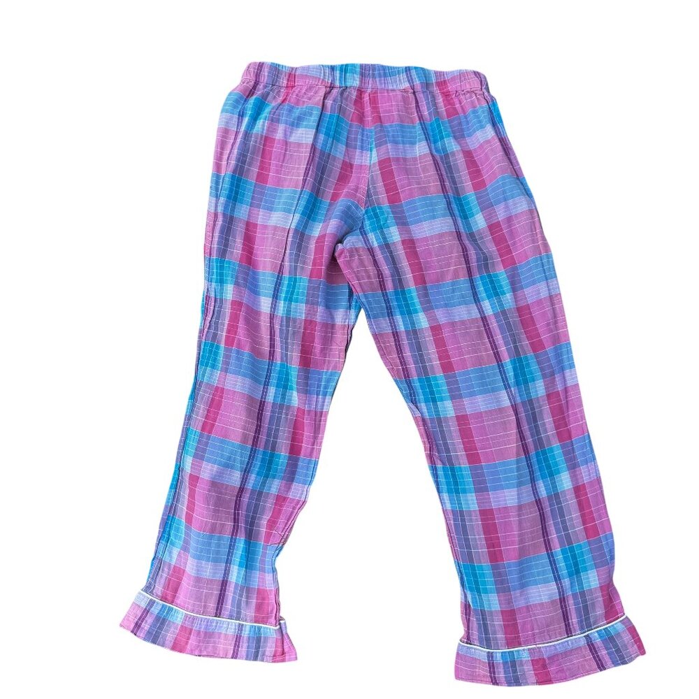 J. Crew Short-Sleeve Crinkle Cotton Pajama Set in Ombré Plaid Size Medium - Picture 10 of 10